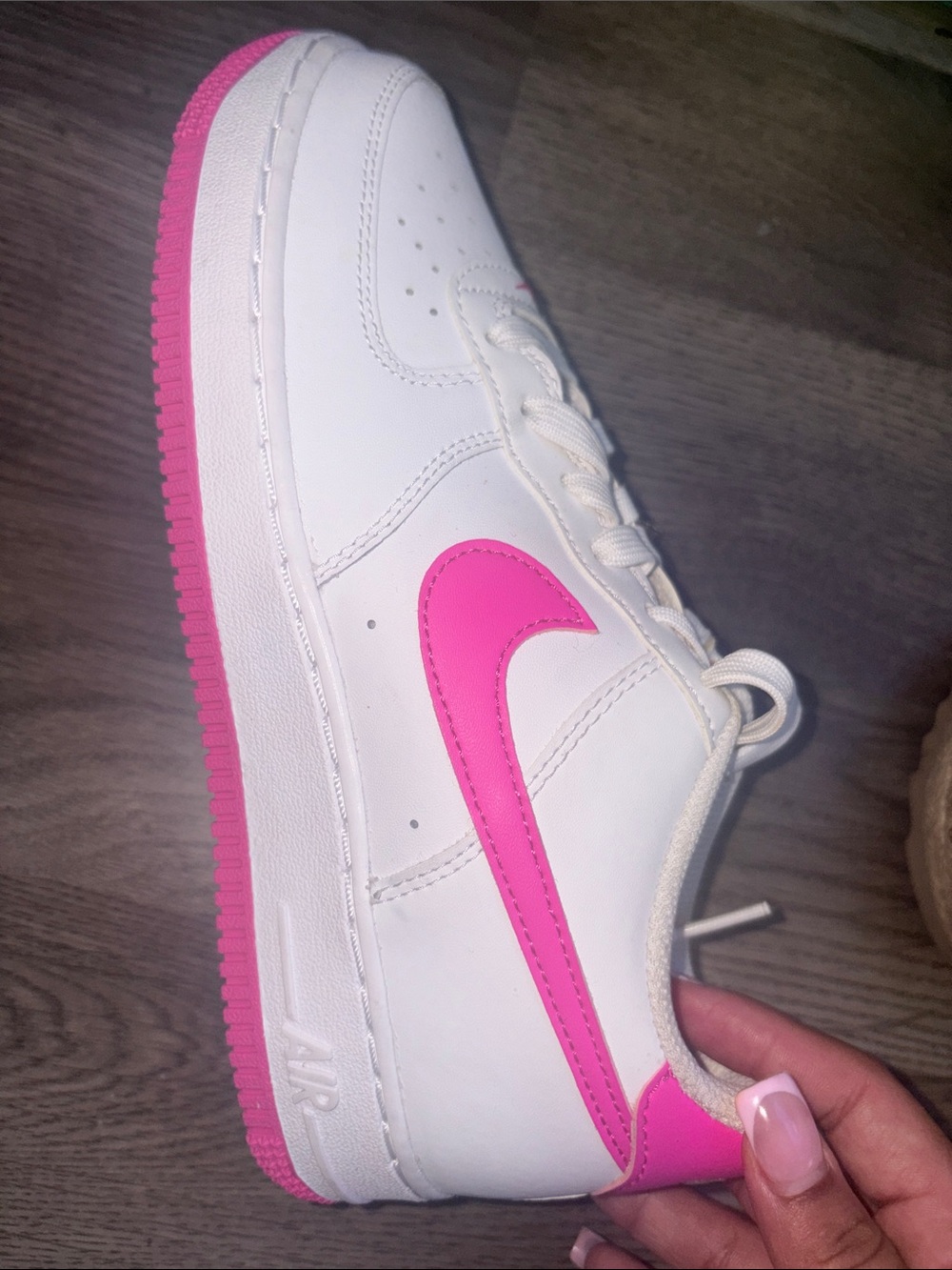 Nike White Sneakers with Hot Pink Swoosh